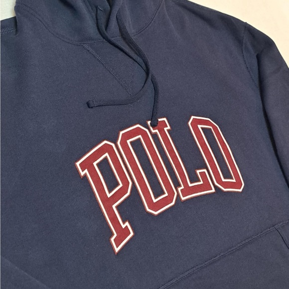 Polo Ralph Lauren Logo Collegiate Letterman Navy Fleece Hoodie - Men's size 1XB - Picture 4 of 12